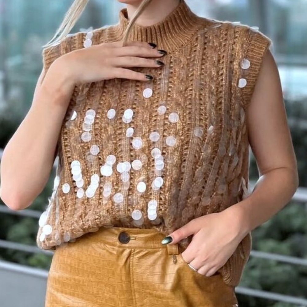 BNWT ZARA KNIT SEQUIN TOP